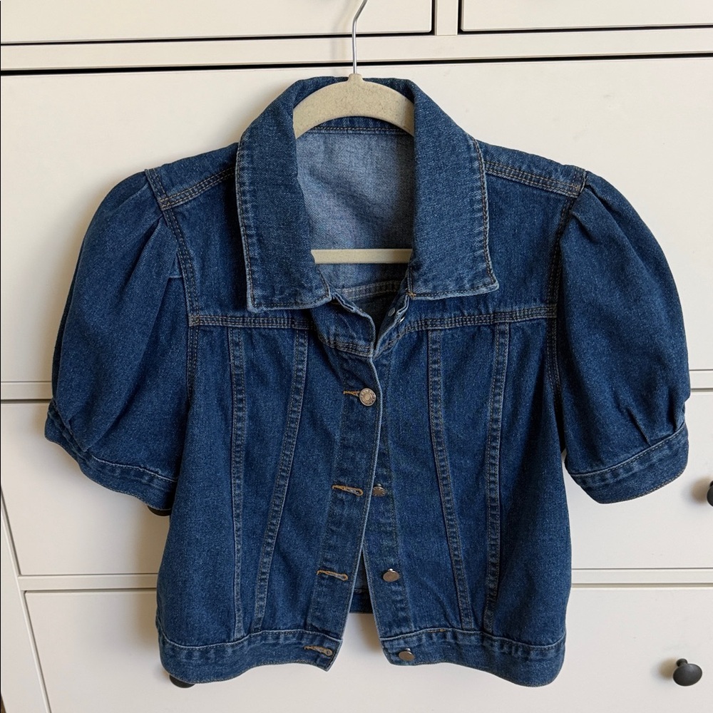 Blue Denim Puff Sleeve Jacket